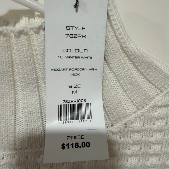 FRENCH CONNECTION Mozart Popcorn High Neck Ribbed Sweater Top Winter White Sz M - Picture 3 of 6